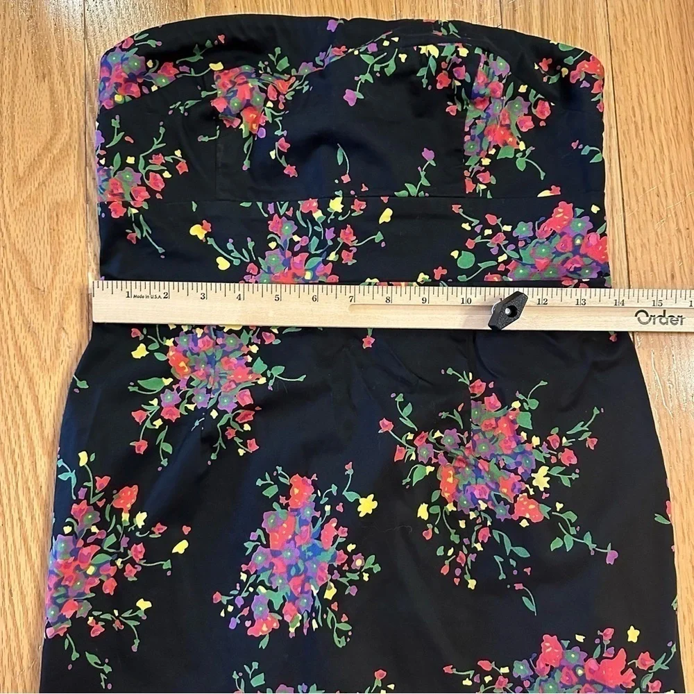 Free People Strapless Mini Dress Poison Apple Summer Floral Black Size 6